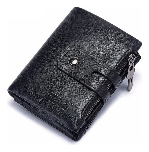 Monedero Piel Genuina Cartera Hombre Gzcz Doble Zipper