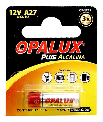 Pila Alcalina A27 Plus 12v Set5 Op-27p5 Opalux