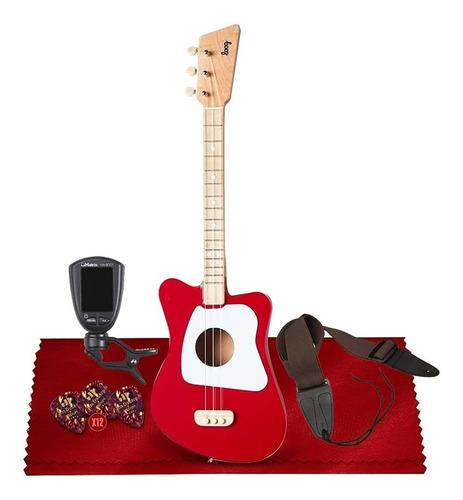 Loog Mini Guitarra Acústica (rojo) Viene Listo Para Jugar Co