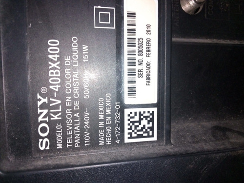 Cable De Corriente Tv Sony Klv 40bx400