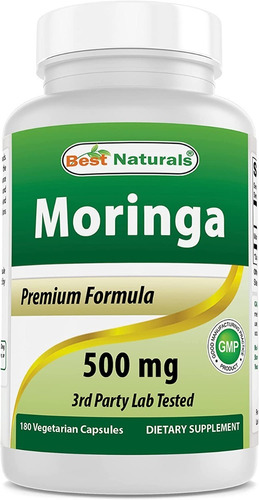 Best Naturals I Moringa I 500mg I 180 Vegetarian Capsules