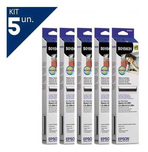 5x Fitas Matricial Original Epson Lx350 Lx300+ Lx300 S015631