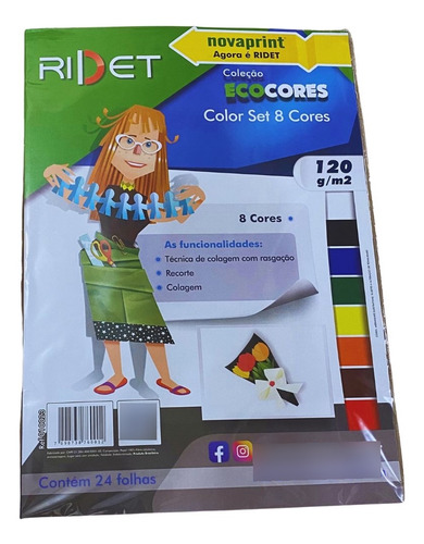 Papel Criativo Color Set Colorido A3 120g Ridet Pct. 24 Fls