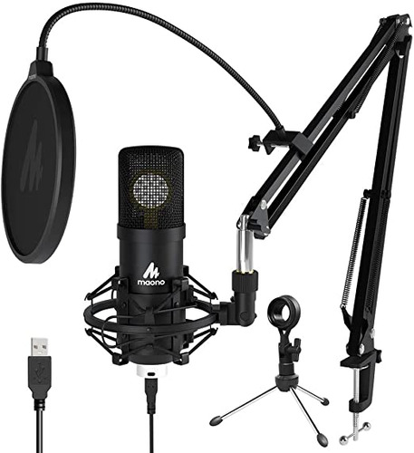 Kit Microfono Maono Au-a425 Usb Mic Con Soporte Para Estudio Color Negro