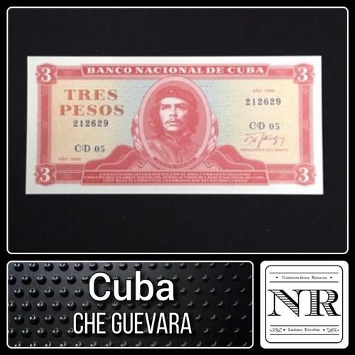 Imagen 1 de 3 de Cuba - 3 Pesos - Año 1988 - P #107- Che Guevara En Centro