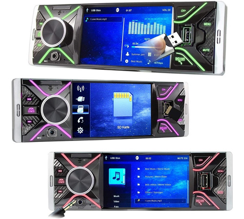 Radio Auto 1 Din Pantalla 4.1 Bluetooth Usb Sd Control