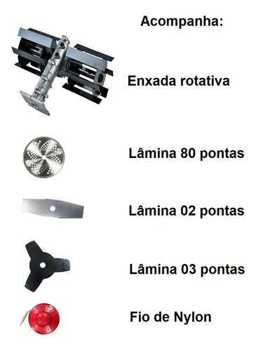 Roçadeira Gasolina Multifuncional 63cc 5x1 Enxada Rotativa