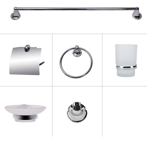 6 Piezas Cromo Baño Accesorios Baño Set Hardware Multifuncio