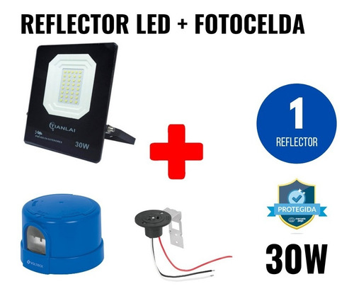 Reflector Led 30w Ip 66 127v Sensor De Luz  300w Exteriores