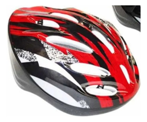 Casco Protector Bici Roller Patineta Protección Color Rojo