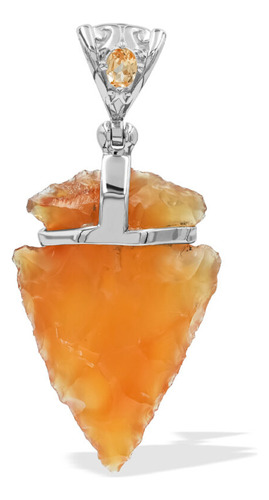 Dije Con Forma De Punta De Flecha De Cornalina En Plata