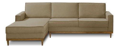 Kit Sofá 3 Lug 2,60m C Chaise Esq Poltrona Living Linho Bege
