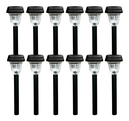 Kit 12 Luminária Espeto Solar Poste De Jardim Decoração Led