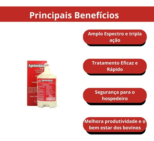 Agebendazol 15% Endoparasiticida Amplo Espectro 1 Lt Agener