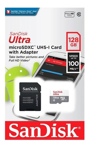 Tarjeta De Memoria Micro Sd Sandisk Ultra De 128 Gb