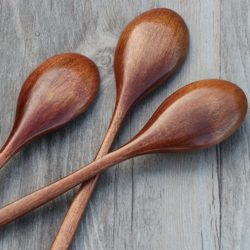 6 Piezas 22,8 Cm Madera Sopa Cucharas Estilo Japonés