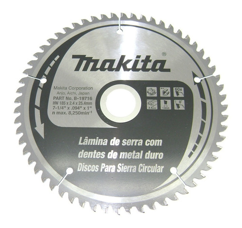 Hoja Sierra Circular Makita 7 1/4 Para Aluminio 60d 185 Mm