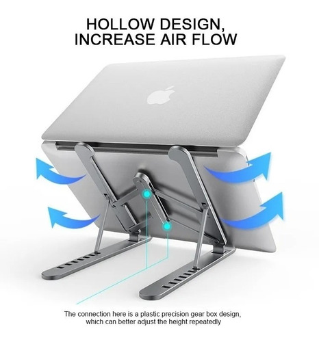 Imagen 8 de 10 de Soporte Aluminio Portatil P/notebook Tablet Jd Lp1018a Cuota