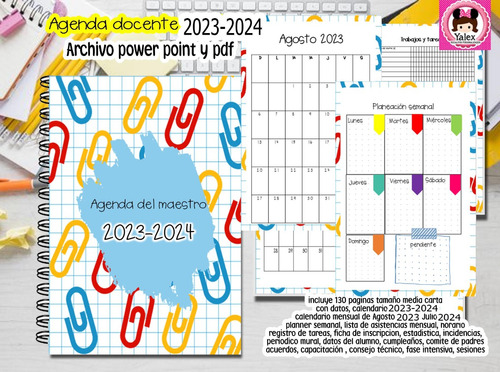  Agenda Maestro Docente Educativa 2023 2024  Imprimible Mod5
