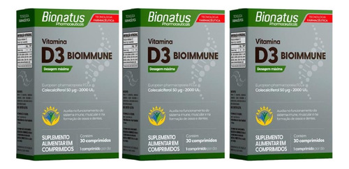 3cx Bionatus Vitamina D3 Bioimmune C/ 30 Comprimidos Cada