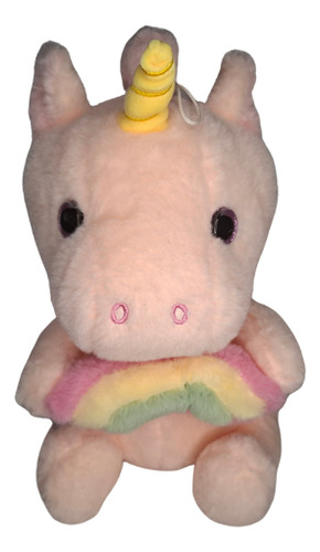 Peluche Unicornio Rosa Con Arcoíris Rosa Claro
