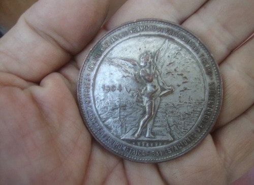 Antigua Medalla Servio Prevision De Tiempo 1904 Meteorologia