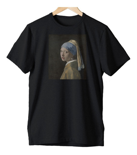 Imagem 1 de 2 de Camiseta Algodão Moça Brinco Pérola Johannes Vermeer Retro