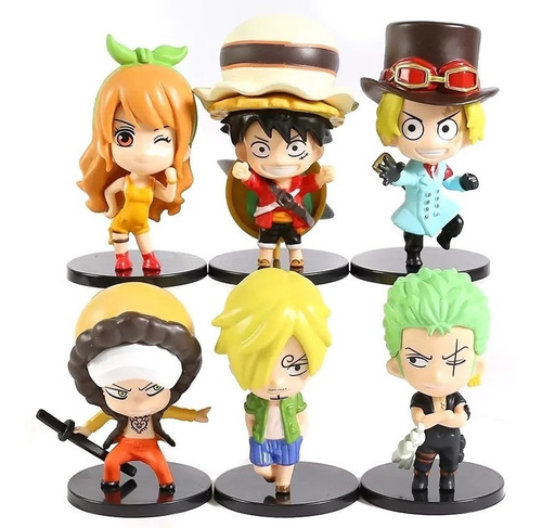 One Piece Zoro Luffy Nami Sanji Colección 6 Figuras En Bolsa