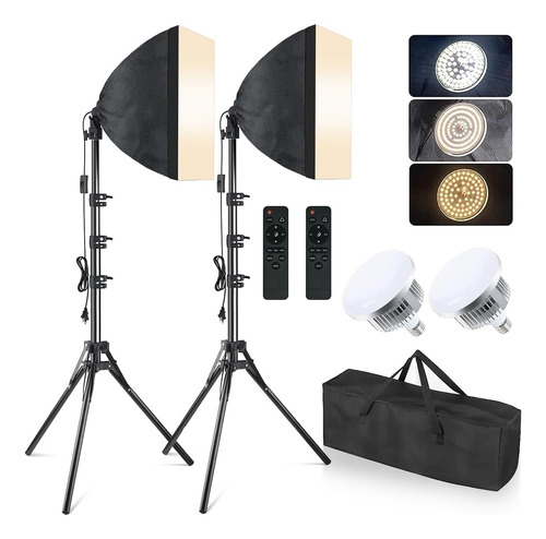 Kit Iluminación Softbox Led 16x16 - 2 Bombillas E27 85w