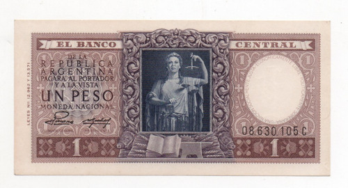 Billete Argentina 1 Peso Moneda Nacional Bottero 1913 Ex+