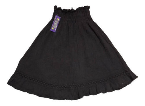 Imagen 2 de 8 de Pollera Mini Bambula Puntilla Tipo Hindú Algodón Elastizada