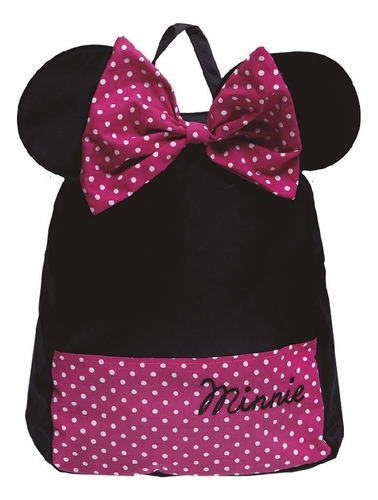 Mochila Uso Diario Minnie Mouse Resistente Negra Tesso