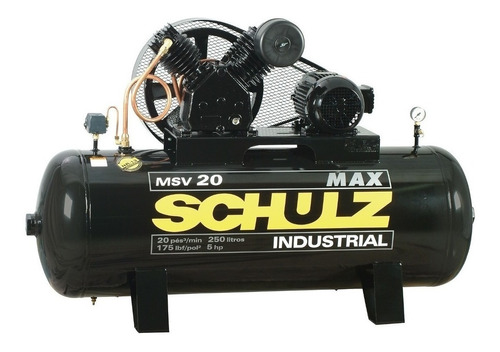 Compresor de aire eléctrico Schulz MAX MSV 20/250 trifásico 257L 5hp 220V/380V 60Hz negro