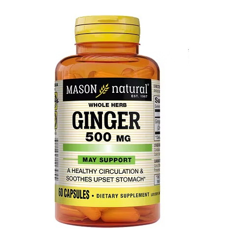 Ginger 500mg Mason Natural Alivia Tos & Resfriados 60caps