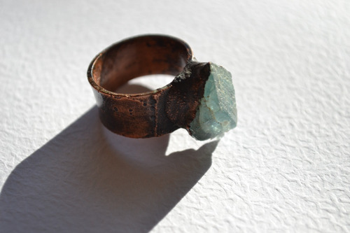 Imagen 9 de 9 de Anillo Piedra Natural Aguamarina Con Cobre, Joyeria