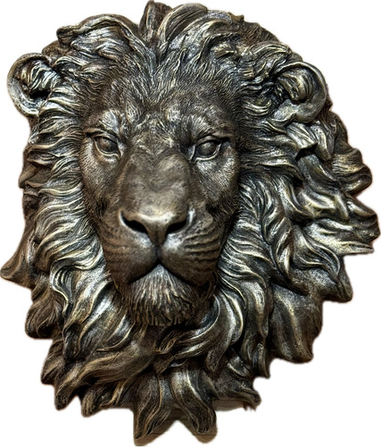 Cabeza De Leon Cromado De Resina Para Pared De Decoración
