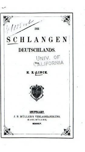 Die Schlangen Deutschlands, De H E Linck. Editorial Createspace Independent Publishing Platform, Tapa Blanda En Inglés