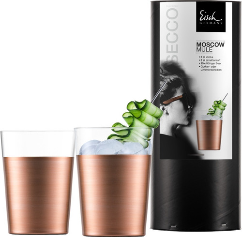 Vasos Moscow Mule (x2), Eisch, Cristal Pintado Con Cobre