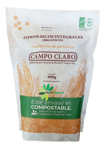 Fideos Garbanzos Codito Organicos X 500gr Campo Claro