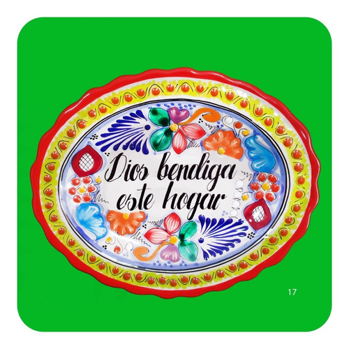Imagen 5 de 6 de Platón Placa Talavera Poblana C/frase Decorativas Gde 14 Plc