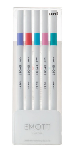Set Tiralíneas Uniball Emott Pem-sy N°5 X5 Colores