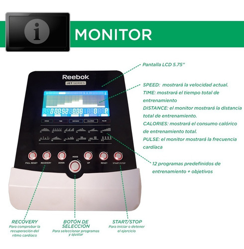 Bicicleta Fija Electromagnetica Reebok Profesional C Monitor