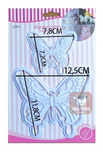 Imagen 2 de 5 de Setx2 Cortante Mariposa Repostería Porcelana Fondan Belgrano