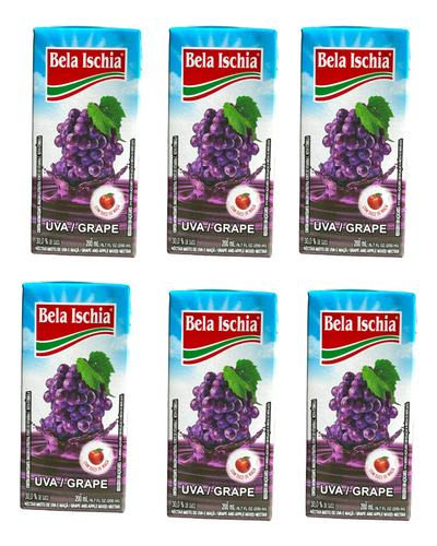 Suco Bela Ischia Pronto De Uva 200ml Pack Com 12 Unidades