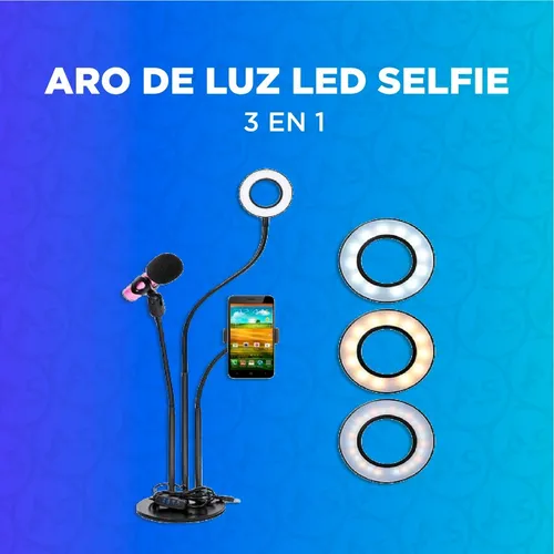 Aro de luz led A91 Home & Office con soporte para movil - Promart