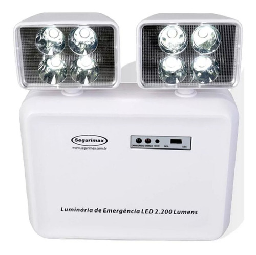 Luminária De Emergência Led 2.200 Lúmens E 2 Faróis Bivolt