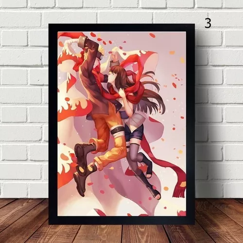 Quadro decorativo Desenho Hinata e Naruto Anime Arte para sala