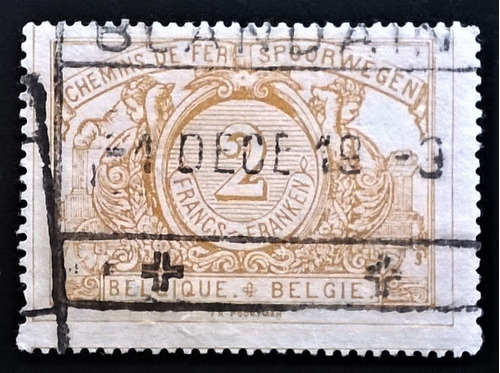 Bélgica, Sello Trenes Yv 27 2fr 1895-1902 Usado L12906
