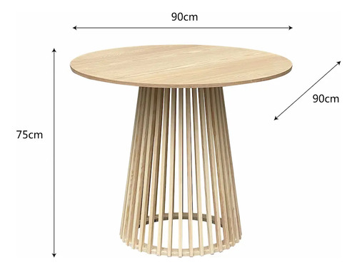 Mesa De Comedor Natural Boho Bali Redonda Fresno Y Pino