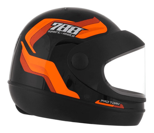 Capacete Sport Moto 788 Preto E Laranja Tamanho 60 Cap-496lr